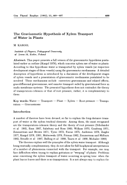 The Graviosmotic Hypothesis of Xylem Transport of Water in Plants