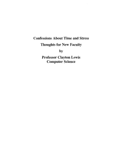 Confessions About Time and Stress Thoughts for New Faculty by