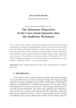 The Taiwanese Dimension of the Cross&ndash;Strait Equation after the