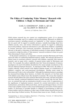 The Ethics of Conducting `False Memory` Research with Children: A