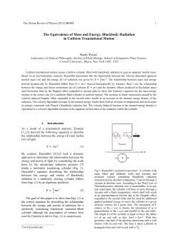 Equivalence of Mass and Energy - Labs