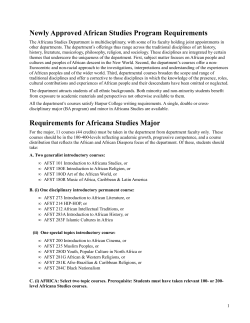 Newly Approved African Studies Program Requirements