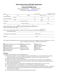 to - Covenant Park Bible Camp