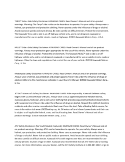 TERYX&reg; Side x Side Safety Disclaimer KAWASAKI CARES: Read