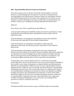 RDA -‐ Reproducibility Interest Group Case Statement This interest