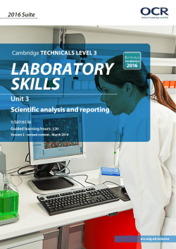 Unit 3 Scientific analysis and reporting