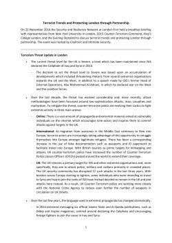 Terrorist Trends and Protecting London through Partnership