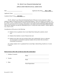 Dr. Alfred J Loser Memorial Scholarship Fund APPLICATION FOR