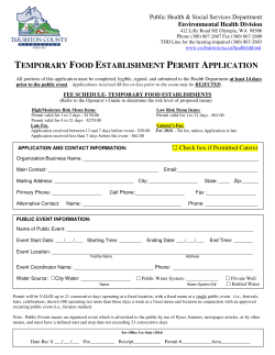 TEMPORARY FOOD ESTABLISHMENT PERMIT APPLICATION