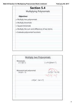 Math 95 Section 5.4 Multiplying Polynomials Blank.notebook