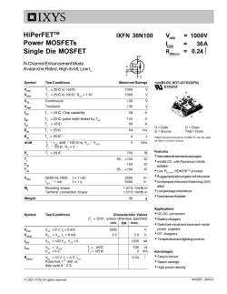 HiPerFETTM Power MOSFETs Single Die MOSFET