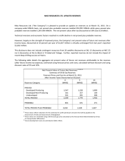 Niko Resources Updates Reserves