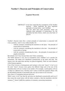 Noether`s Theorem and Principles of Conservation