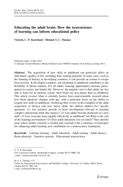 Educating the adult brain: How the neuroscience of learning can