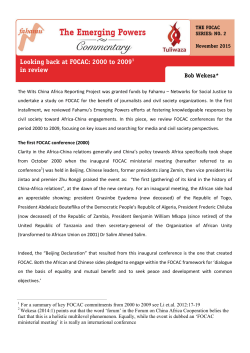Looking back at FOCAC- 2000 to 2009 Pt 2