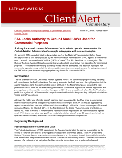 FAA Lacks Authority to Ground Small UAVs Used for Commercial