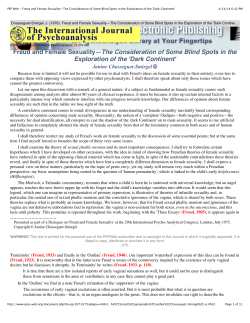 Freud and Female Sexuality&mdash;The Consideration of Some Blind