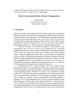 On the Conversational Basis of Some Presuppositions