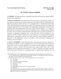 Re: COMFIT Biomass Eligibility - Nova Scotia Department of Energy
