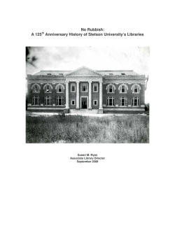 A 125th Anniversary History of Stetson University`s Libraries