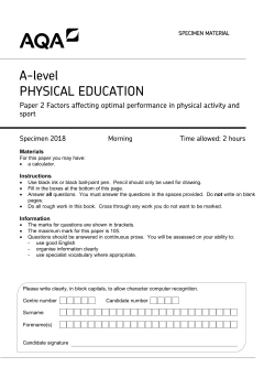 A-level Physical Education Specimen question paper Paper 2
