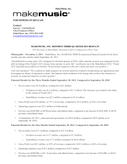 Karen L. VanDerBosch Chief Financial Officer MakeMusic, Inc.