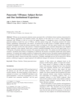Pancreatic VIPomas: Subject Review and One Institutional Experience