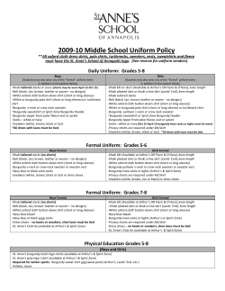 2009-10 Middle School Uniform Policy