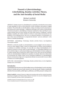 Toward a Cybervictimology - Canadian Journal of Communication