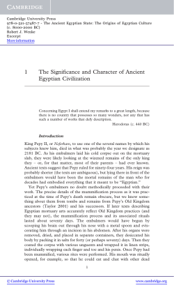1 The Significance and Character of Ancient Egyptian Civilization