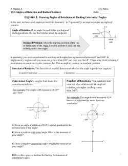 Explore 1. Drawing Angles of Rotation and Finding Coterminal Angles