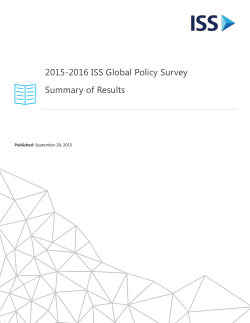 2015-2016 ISS Global Policy Survey Summary of Results