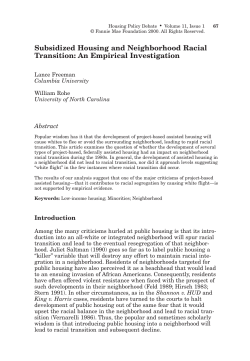 Subsidized Housing and Neighborhood Racial Transition: An