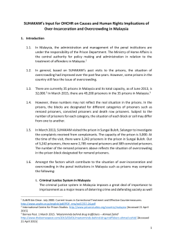 SUHAKAM`s Input for OHCHR on Causes and Human Rights