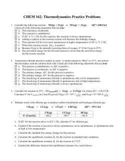 CHEM 162: Thermodynamics Practice Problems