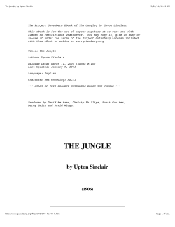 The Jungle, by Upton Sinclair - Clovis Municipal School District