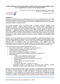 Position Statement of the South African Institute of Drug Free Sport