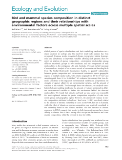 Bird and mammal species composition in distinct geographic