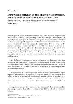 Empowered citizens as the heart of autonomies, strong democracies