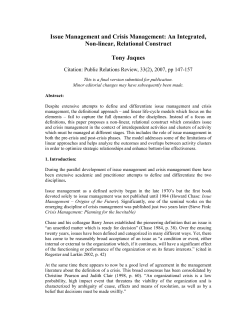 Issue Management and Crisis Management