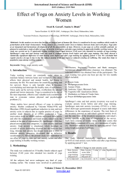 Effect of Yoga on Anxiety Levels in Working Women