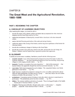 The Great West and the Agricultural Revolution