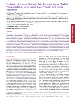 Evolution of Nuclear Retinoic Acid Receptor Alpha (RAR&alpha;