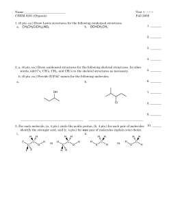 Name Test 1 (10/9) CHEM 0201 (Organic) Fall 2009 1. (6 pts. ea