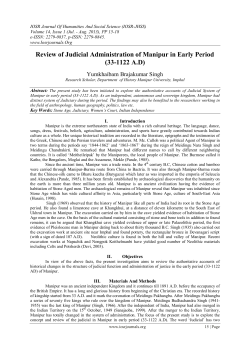 Short History of Judicial Administration of Manipur in early period