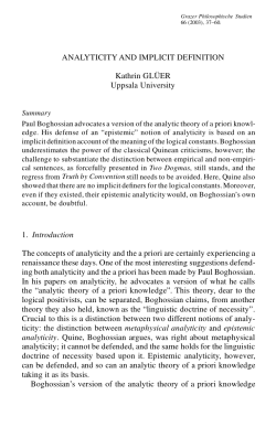 Analyticity and Implicit Definition