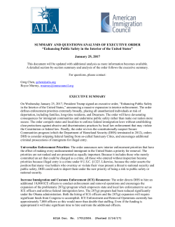 SUMMARY AND QUESTIONS/ANALYSIS OF EXECUTIVE ORDER
