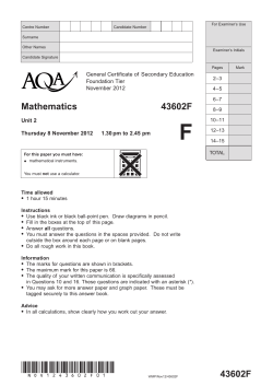 GCSE Mathematics Question Paper Unit 02 -Foundation NOV
