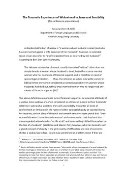 The Traumatic Experiences of Widowhood in Sense and Sensibility