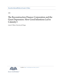 The Reconstruction Finance Corporation and the Great Depression